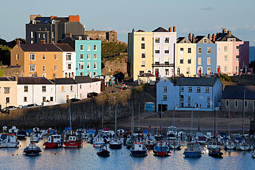 View over harbour, Tenby, Carmarthen Bay, Pembrokeshire, Wales, United Kingdom, Europe