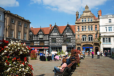 The Square and High Street shops, Shrewsbury, Shropshire, England, United Kingdom, Europe