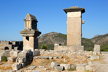 Harpy monument and Lycian tomb, Xanthos, Kalkan, Lycia, Antalya Province, Mediterranean Coast, Southwest Turkey, Anatolia, Turkey, Asia Minor, Eurasia