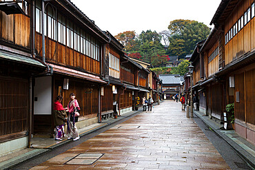 Wooden houses, Higashi Chaya district (Geisha district), Kanazawa, Ishikawa Prefecture, Central Honshu, Japan, Asia