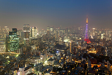 Dusk view of Tokyo from Tokyo City View observation deck, Roppongi Hills, Tokyo, Japan, Asia