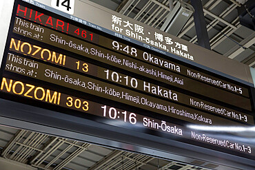 Bullet Train departure board, Kyoto, Japan, Asia