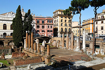 Roman ruins in the Sacred Area (Area Sacra) of Largo Argentina, Rome, Lazio, Italy, Europe