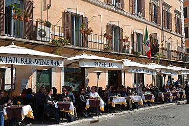 Pavement cafes in Piazza Navona, Rome, Lazio, Italy, Europe