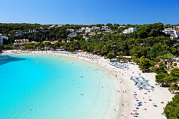 View over white sand beach, Cala Galdana, Menorca, Balearic Islands, Spain, Mediterranean, Europe