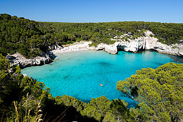 Cala Mitjana, near Cala Galdana, south west coast, Menorca, Balearic Islands, Spain, Mediterranean, Europe