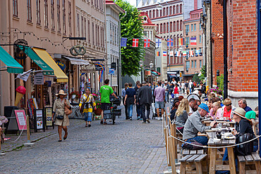 Cafes and shops in trendy Haga District, Haga Nygata, Gothenburg, West Gothland, Sweden, Scandinavia, Europe