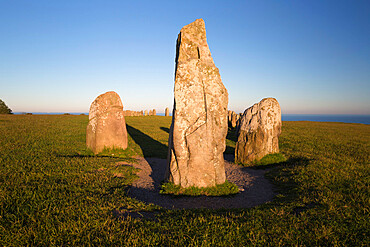 Boat shaped standing stones of Ales Stenar, Kaseberga, Skane, South Sweden, Sweden, Scandinavia, Europe