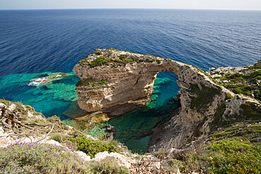 Trypitos Arch on west coast, Paxos, Ionian Islands, Greek Islands, Greece, Europe