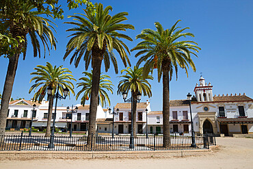 Sand streets and brotherhood houses, El Rocio, Huelva Province, Andalucia, Spain, Europe