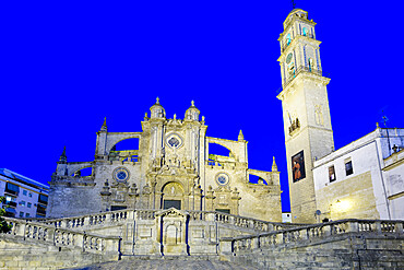 Jerez de la Frontera Cathedral at night, Jerez de la Frontera, Cadiz province, Andalucia, Spain, Europe