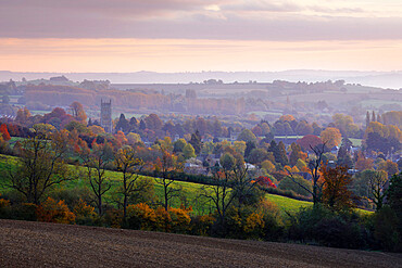 View over Chipping Campden in autumn, Chipping Campden, Cotswolds, Gloucestershire, England, United Kingdom, Europe