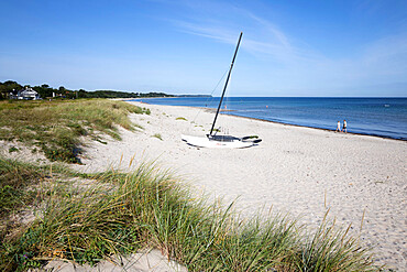 Hornbaek beach with white sand and sand dunes, Hornbaek, Kattegat Coast, Zealand, Denmark, Scandinavia, Europe