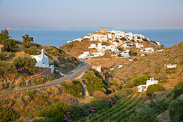 View over hilltop village of Kastro, Sifnos, Cyclades, Aegean Sea, Greek Islands, Greece, Europe