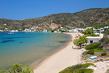 View over Vathi beach, Vathi, Sifnos, Cyclades, Aegean Sea, Greek Islands, Greece, Europe