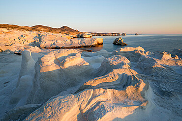 Volcanic rock formations at Sarakiniko on north coast, Sarakiniko, Milos, Cyclades, Aegean Sea, Greek Islands, Greece, Europe