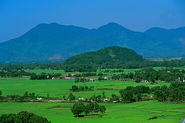 View over rice fields from Rich Pass, near Hue, North Central Coast, Vietnam, Indochina, Southeast Asia, Asia