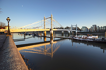 Albert Bridge over the River Thames at Chelsea, London, England, United Kingdom, Europe