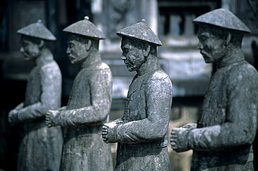 Stone mandarins in the Court of Honour, Tomb of Khai Dinh, near Hue, North Central Coast, Vietnam, Indochina, Southeast Asia, Asia