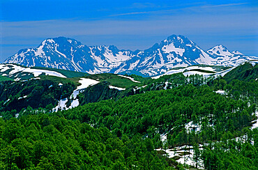 Snow capped mountains, Biogradska National Park, Eastern Highlands, Montenegro, Europe