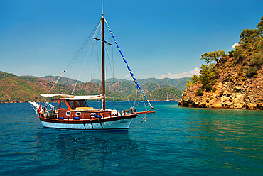 Gulet cruise, Fethiye Korfezi, Fethiye, Aegean, Anatolia, Turkey, Asia Minor, Eurasia