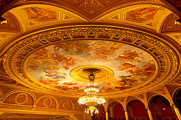 State Opera House (Magyar Allami Operahaz) ceiling, Budapest, Hungary, Europe