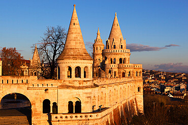 Turrets of Fishermen's Bastion (Halaszbastya), Buda, Budapest, Hungary, Europe