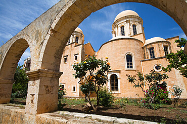 Church inside the monastery complex, Agia Triada Monastery (Moni Zangarolo), Akrotiri Peninsula, Chania region, Crete, Greek Islands, Greece, Europe