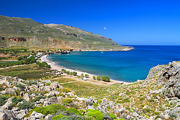 Beach view, Kato Zakros, Lasithi region, Crete, Greek Islands, Greece, Europe