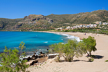 Beach view, Paleohora, Chania region, Crete, Greek Islands, Greece, Europe