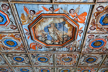 Ceiling of Gothic church, Chapel of Our Lady of the Rocks, Beram, Istria, Croatia, Europe