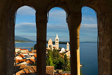 View over old town, Rab Town, Rab Island, Kvarner Gulf, Croatia, Adriatic, Europe