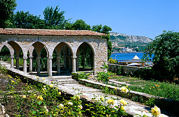 The Rose Garden and folly, The Palace of Queen Marie, Balchik, Black Sea coast, Bulgaria, Europe