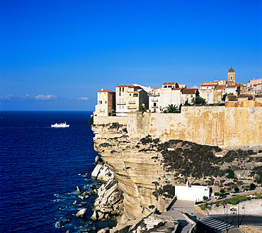 Haute Ville on cliff edge, Bonifacio, South Corsica, Corsica, France, Mediterranean, Europe