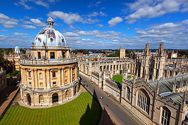 View over Radcliffe Camera and All Souls College, Oxford, Oxfordshire, England