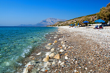 Balos beach and Mount Kerketeas, Ormos Koumeikon, Samos, Aegean Islands, Greece