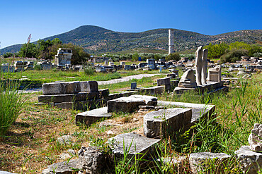 Ireon archaeological site with columns of the Temple of Hera, Ireon, Samos, Aegean Islands, Greece