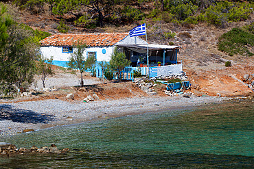 Typical Greek cottage, Sidheras Beach, near Posidonio, Samos, Aegean Islands, Greece