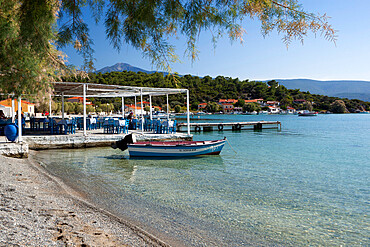 Taverna and beach, Posidonio, Samos, Aegean Islands, Greece