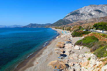 Beach and Mount Kerketeas, Kambos, Samos, Aegean Islands, Greece