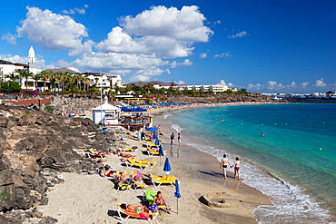 Beach view, Playa Blanca, Lanzarote, Canary Islands, Spain, Atlantic, Europe