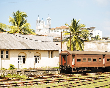 Old Train at Galle Train Station, Galle, South Coast, Sri Lanka, Asia