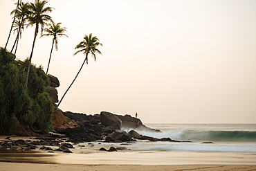 Talalla Beach at dusk, South Coast, Sri Lanka, Asia