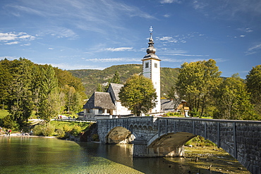 San Giovanni Church, Lake Bohinj, Triglav National Park, Upper Carniola, Slovenia, Europe