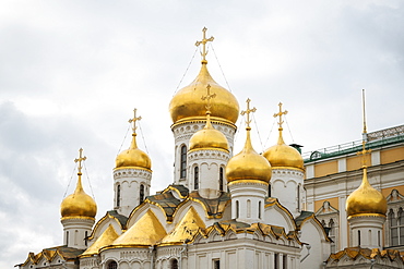 Steeples of Annunciation Cathedral, The Kremlin, UNESCO World Heritage Site, Moscow, Moscow Oblast, Russia, Europe