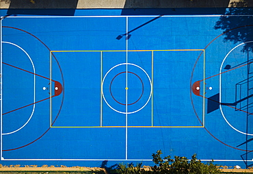 Aerial view by drone of Basketball Court, Cartagena, Bolivar Department, Colombia, South America