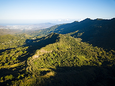 Aerial view by drone of landscape near Minca, Magdalena Department, Caribbean, Colombia, South America