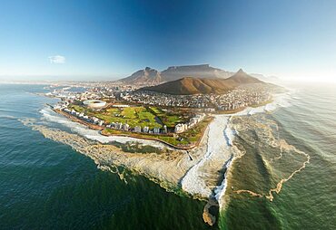 Aerial view from Green Point over Cape Town, Western Cape, South Africa