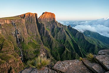 Dawn Light at The Amphitheatre, Drakensberg Mountains, Royal Natal National Park, KwaZulu-Natal Province, South Africa