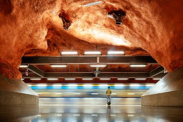 Interior of Rv?dhuset Metro Station, Stockholm, Sv?dermanland and ???Uppland, Sweden